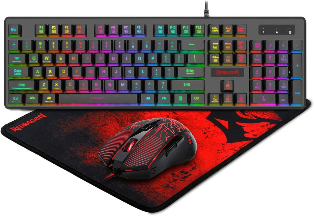 Gaming Keyboard and Mouse Combo with Mouse Pad, RGB Backlit, 3200 DPI, Pack of 2 I812657