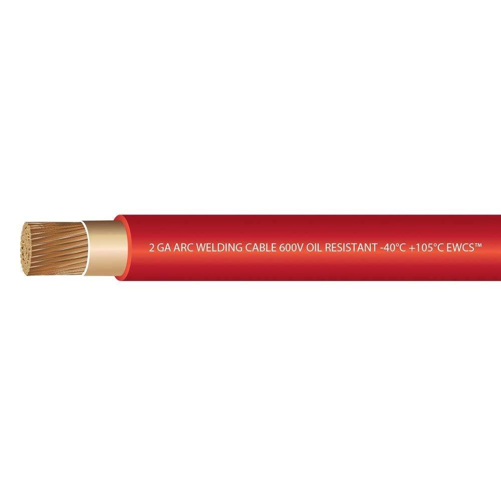 2 Gauge Extra Flexible Welding Cable 600 Volt Red 25 Feet I378777