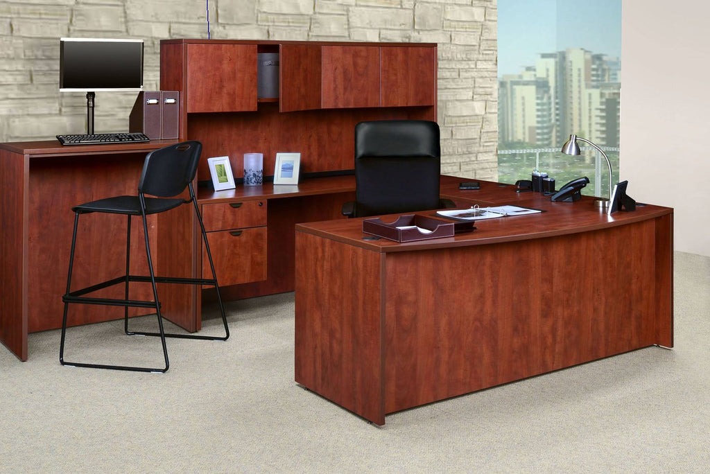 Cherry Single Pedestal U-Desk H443