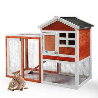 2-Story Wooden Rabbit Hutch F54011