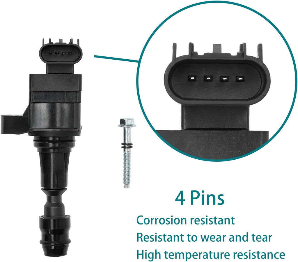 Ignition Coil Pack Set of 4 Replacement for Chevrolet Cobalt Equinox HHR Buick Lacrosse Pontiac G5 2.2L 2.4L P43398