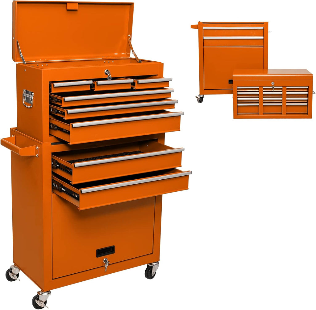 8 Drawer Rolling Tool Chest Detachable Tool Cabinet with Wheels and Lock Blue M782