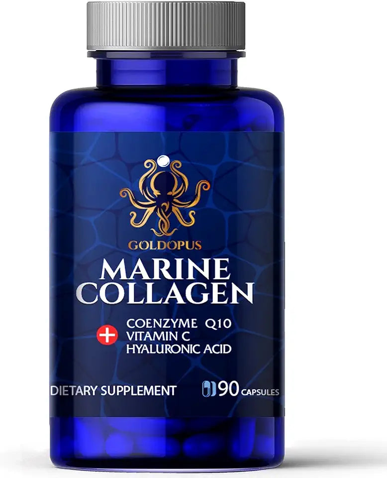 Marine Collagen Peptides Capsules with Hyaluronic Acid, Coenzyme Q10, Vitamin C, 90 Capsules H9801
