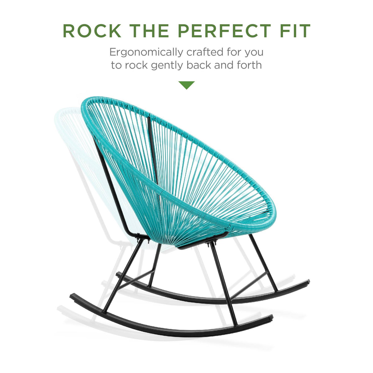 Blue 3-Piece Patio Bistro Furniture Set with Rocking Chairs and Table E973