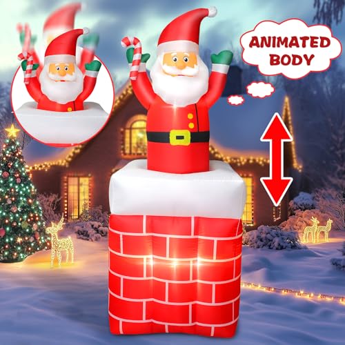 8 FT Christmas Inflatable Santa Claus with Gift Bag and LED Lights R4379