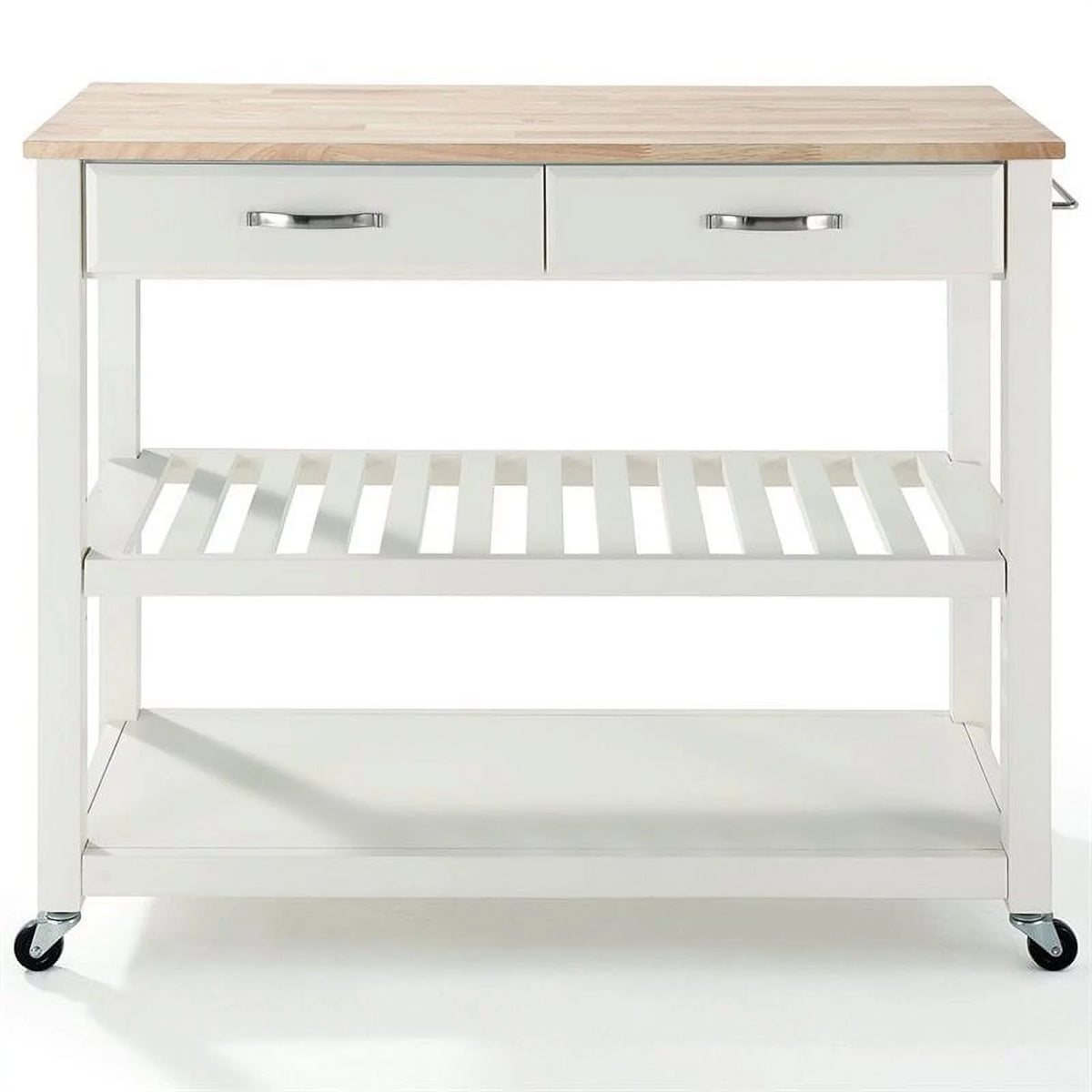 2-Drawer Wood Kitchen Cart Island in White/Natural R94698