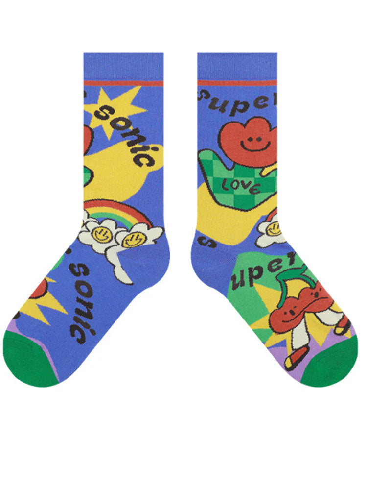 Cute Cartoon Pattern Color Block Socks A22481