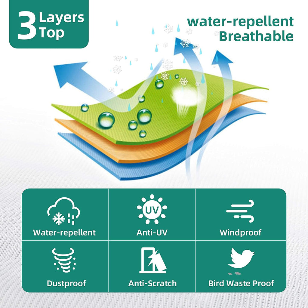 40'- 44'L 3 Layers Polypro Anti-UV Waterproof Breathable Ripstop Camper Cover F732