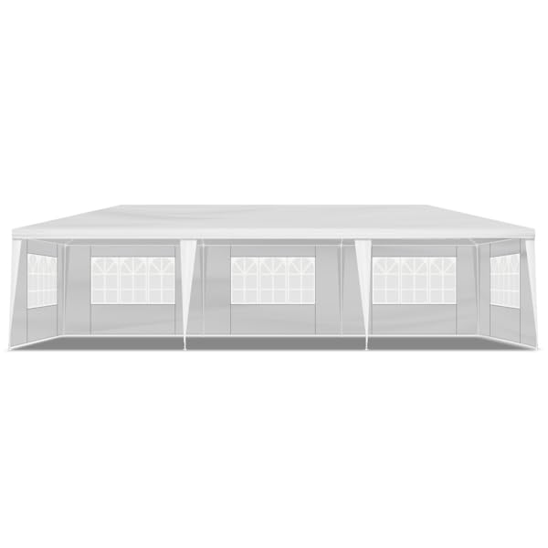 10x30 Waterproof White Canopy Tent with 8 Removable Sidewalls V6122