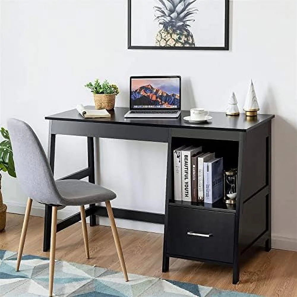 Black Computer Desk with 2 Drawers S664