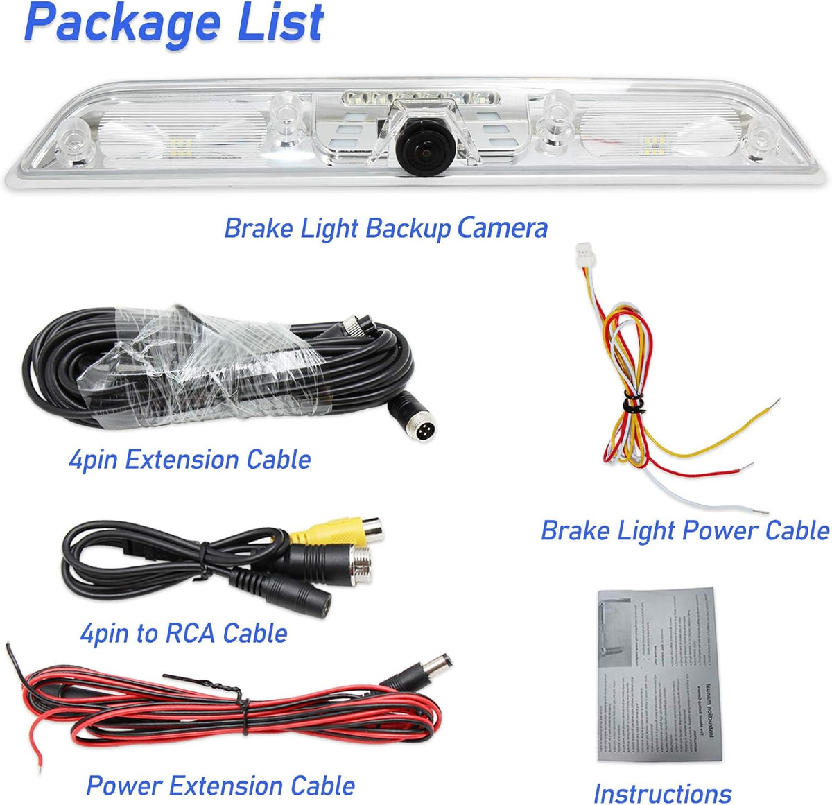 LED 3rd Brake Light Cargo Backup Camera Rear View Reverse Hitch Camera O376821