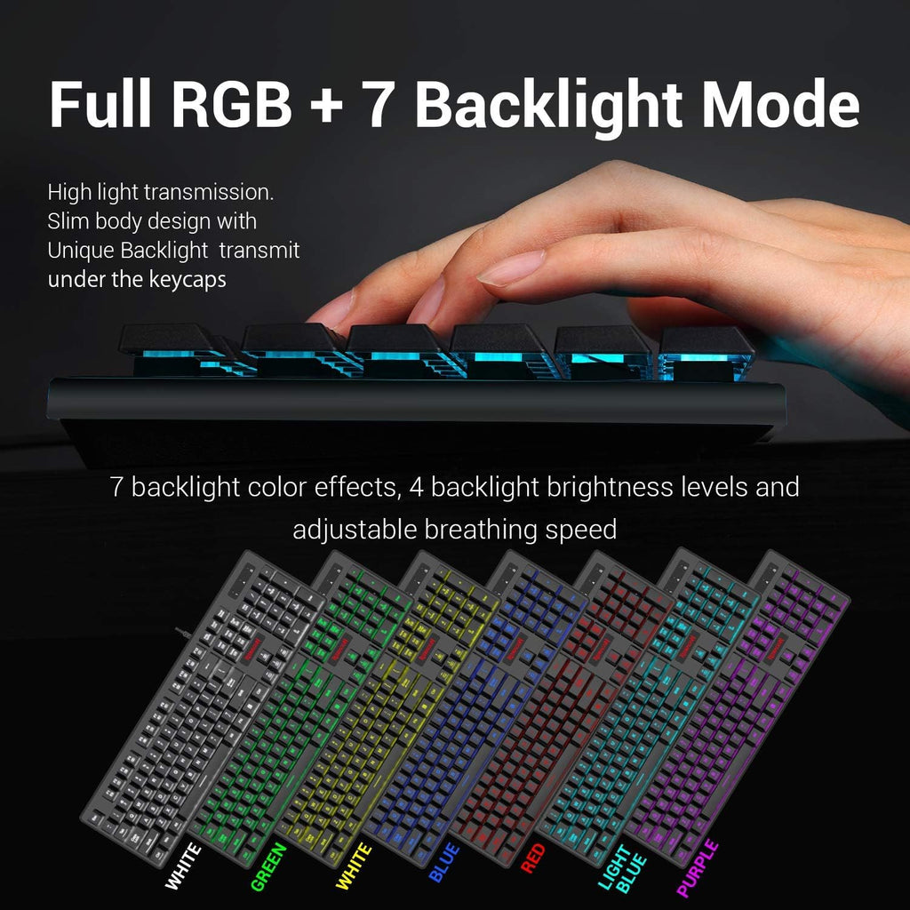 Gaming Keyboard and Mouse Combo with Mouse Pad, RGB Backlit, 3200 DPI, Pack of 2 I812657