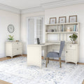 White L-Shaped Desk with Hutch and Lateral File Cabinet W429589