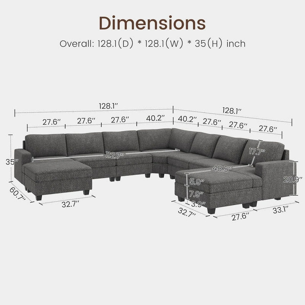 Light Grey Modular Sectional Sofa with Storage Ottoman I863540