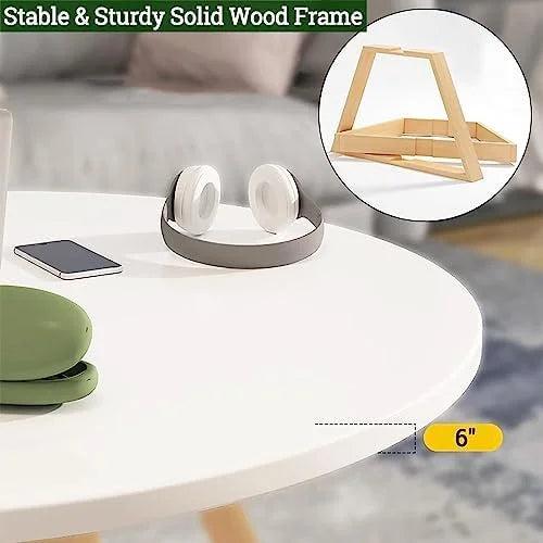 Solid Wood Round Coffee Table 31.5'' White D674387