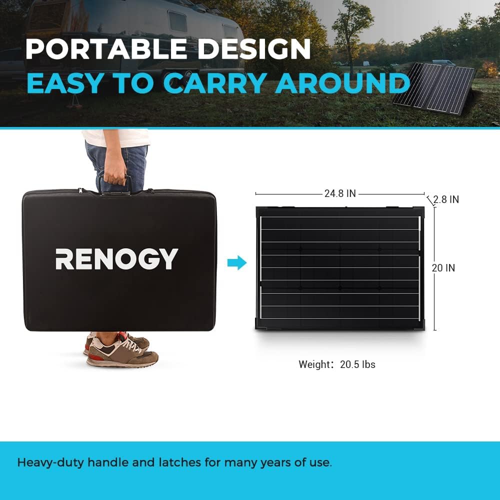 100 Watt 12 Volt Monocrystalline Foldable 2Pcs 50W Solar Panel Suitcase with Waterproof 20A Charger Controller H8695