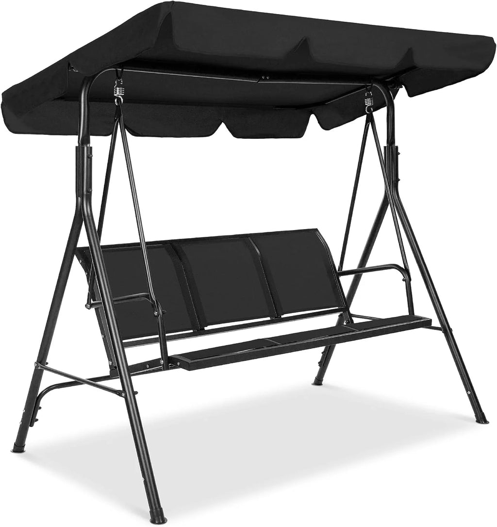 Black 2-Seater Adjustable Canopy Swing Glider B87180