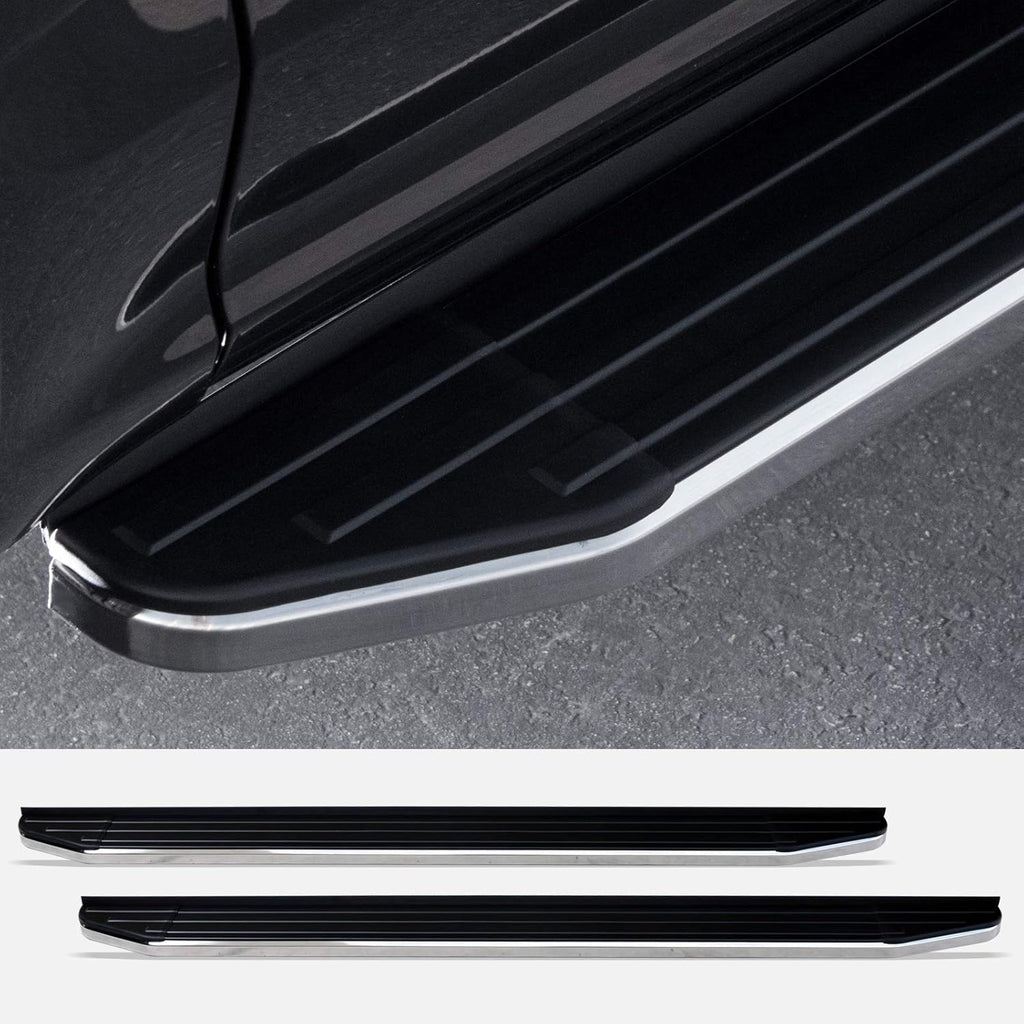 Black Aluminum Running Boards with Chrome Trim U11549