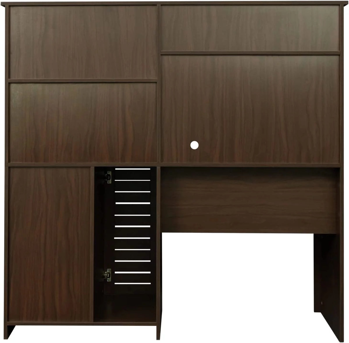 Walnut Computer Desk with Cabinet and Keyboard Tray S47713