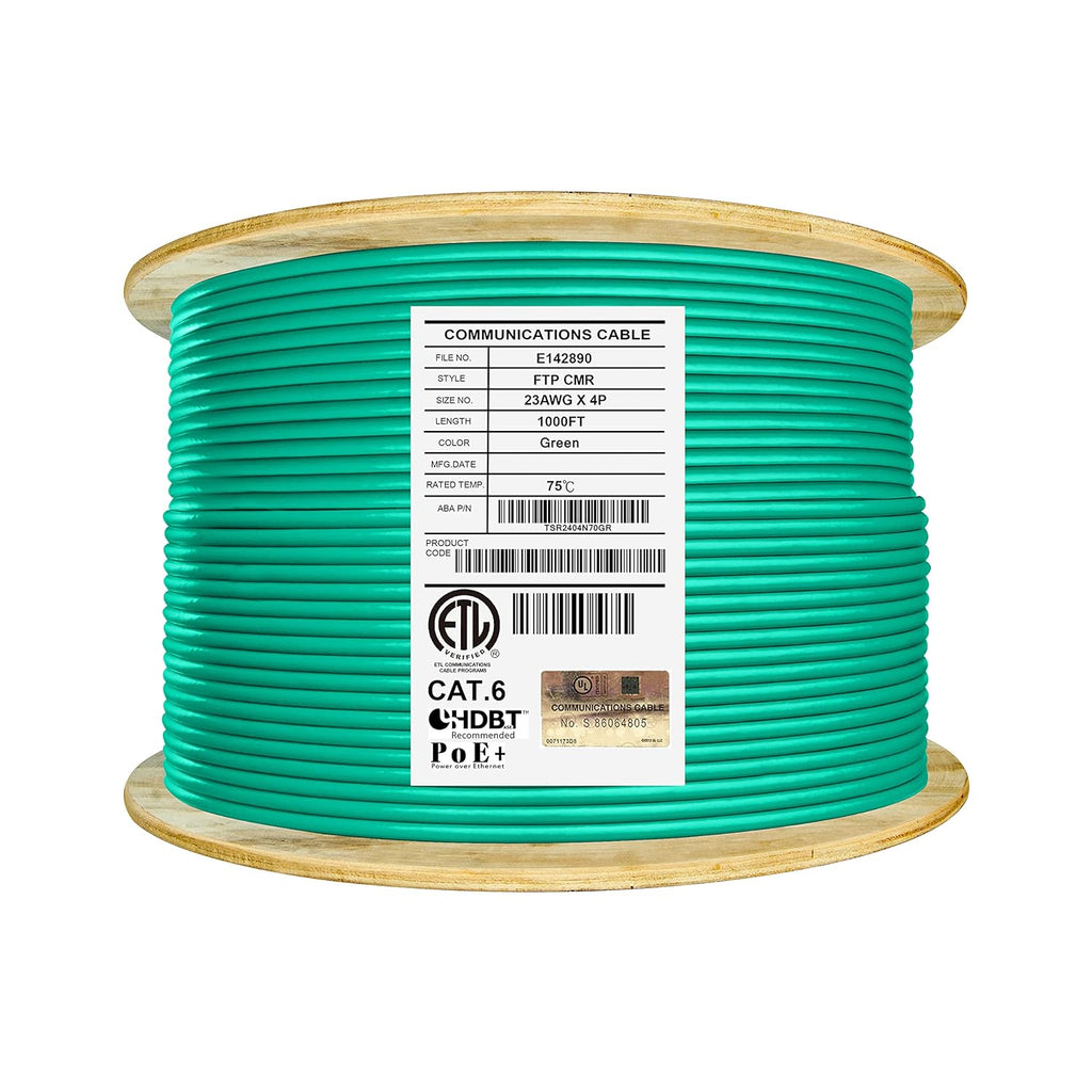 1000ft F/UTP 23AWG Solid Bare Copper Bulk Ethernet Cable Reel L4359