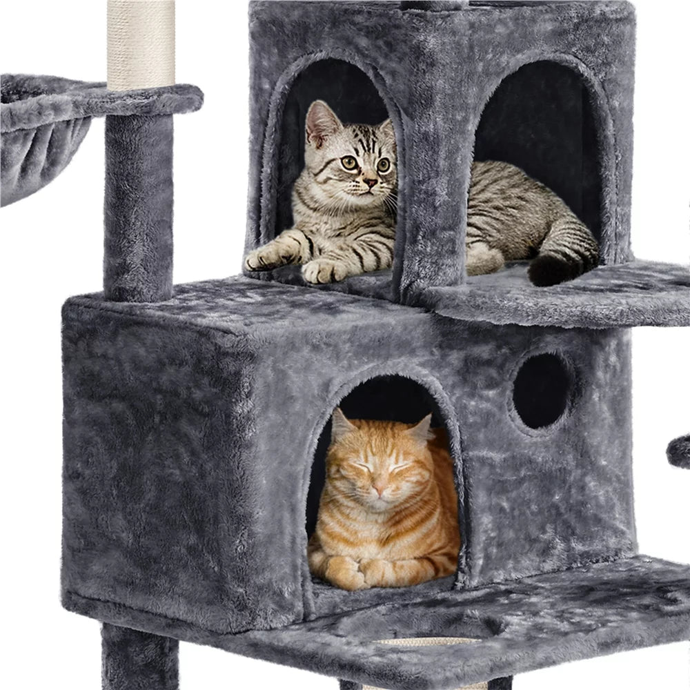 Dark Gray Cat Tree with Condos K1211