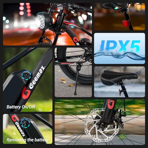26" x 4.0 Fat Tire Electric Bike, 500W (Peak 750W) 36V 10.4Ah Lithium Battery, 25MPH, 21-Speed M787