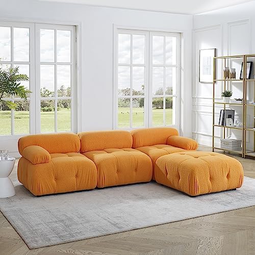 Beige Corduroy Modular Sectional Sofa W8304