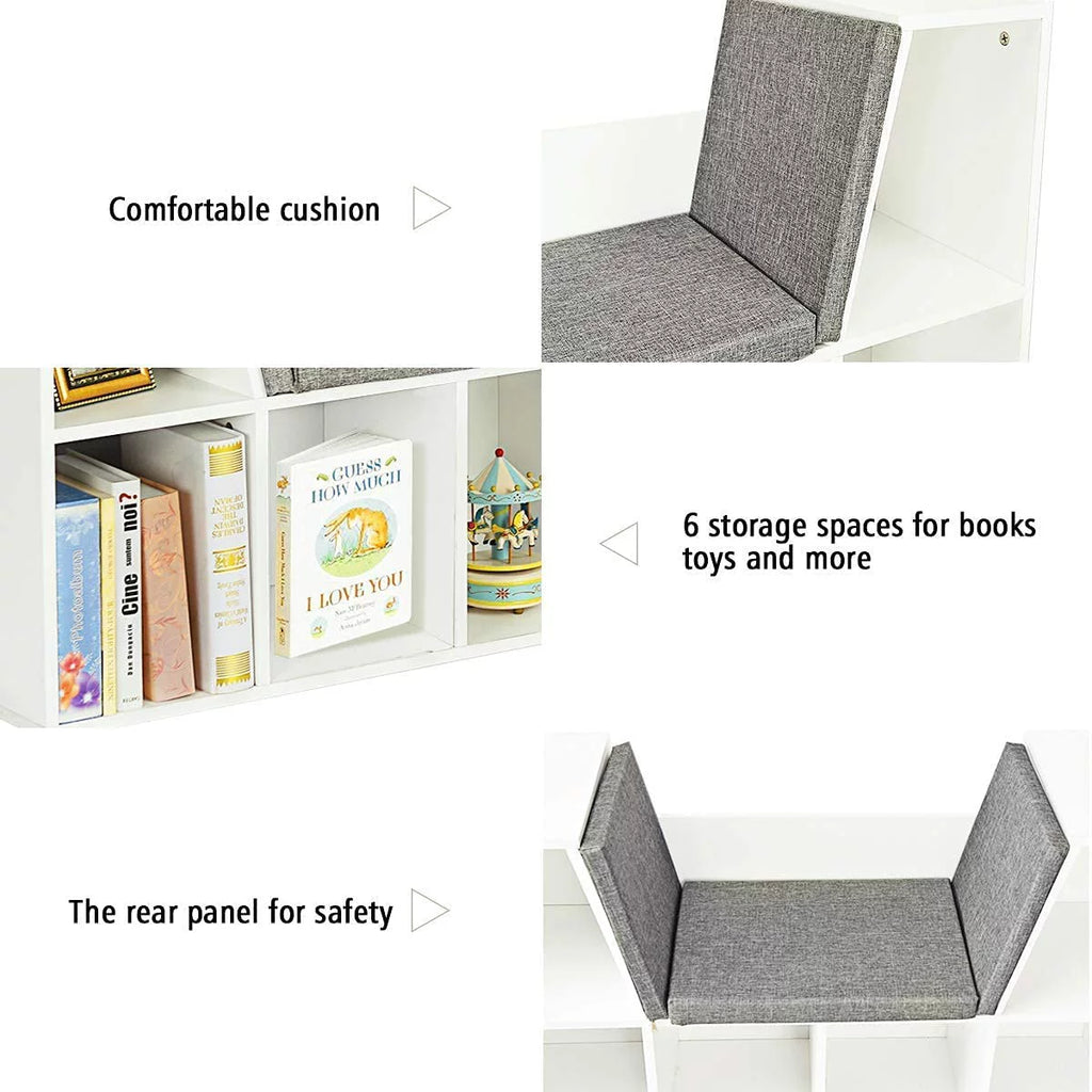 Kids Bookcase with Cushioned Reading Nook N49364
