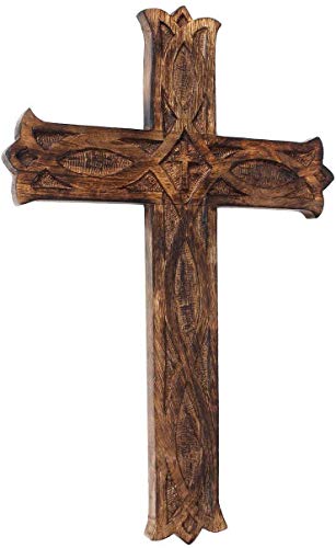 18 x 12 Inches Wooden Crucifix Cross Wall Hanging H25261