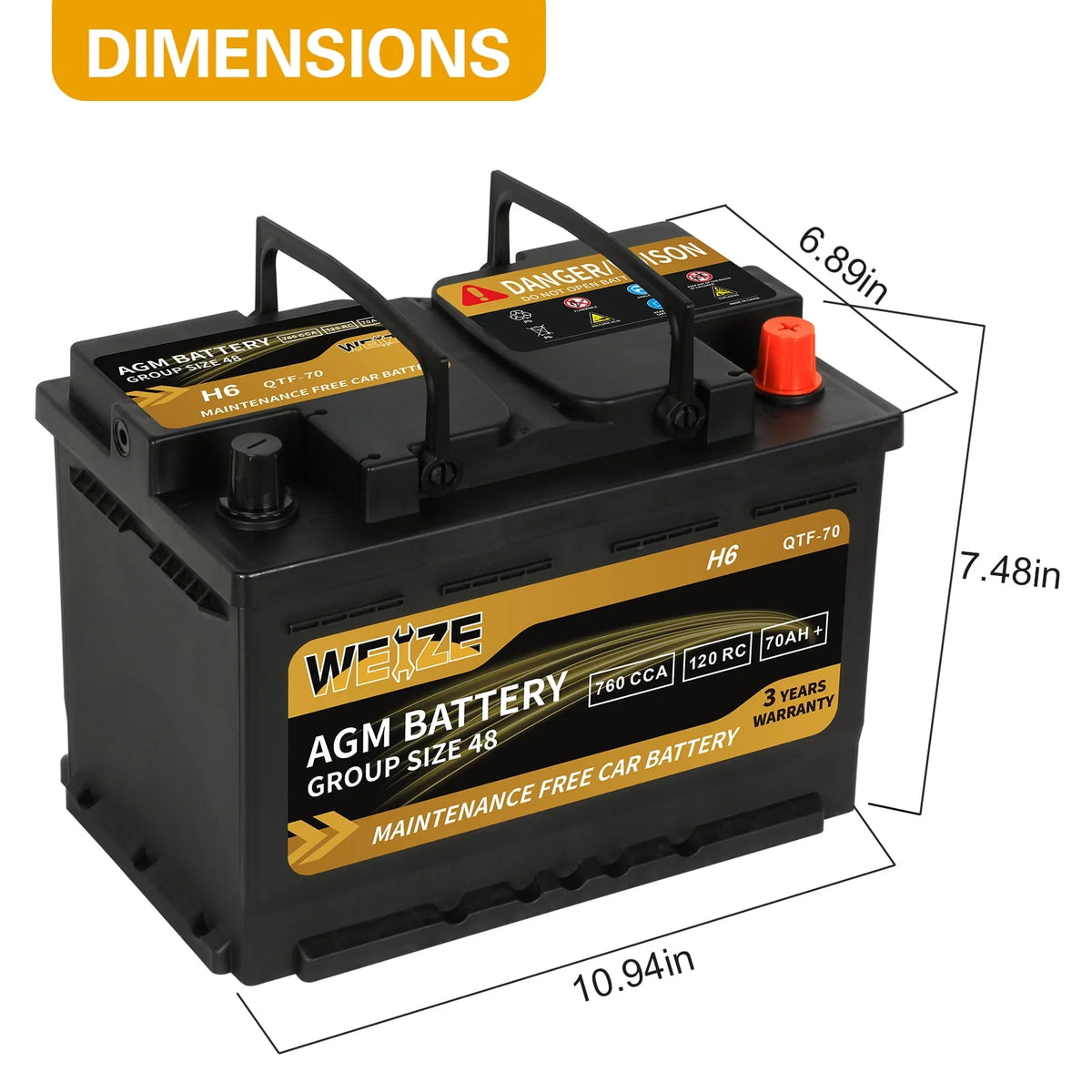 12v 80ah 850CCA Automotive Battery V685