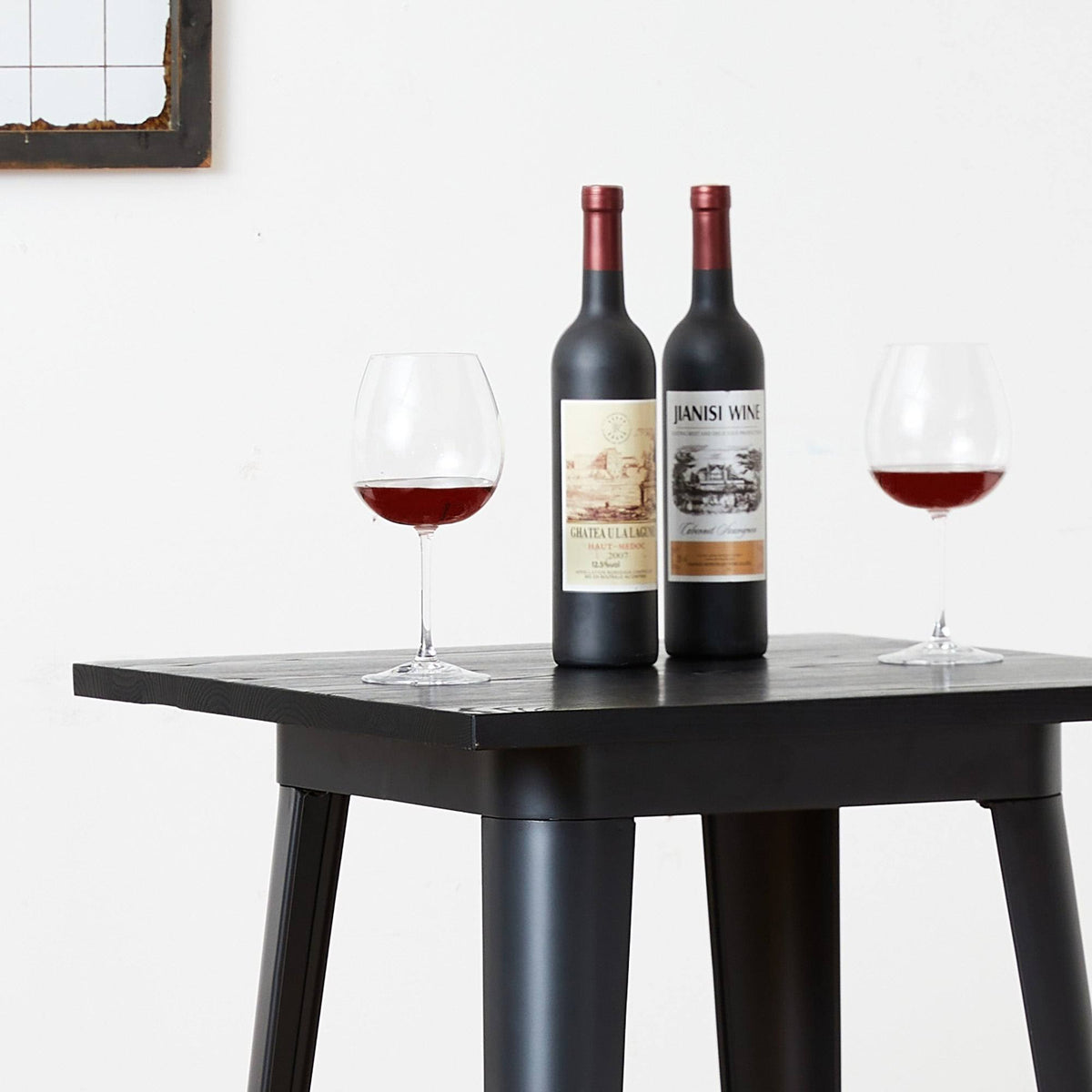 Farmhouse Metal Bar Table with Wood Top Y8960