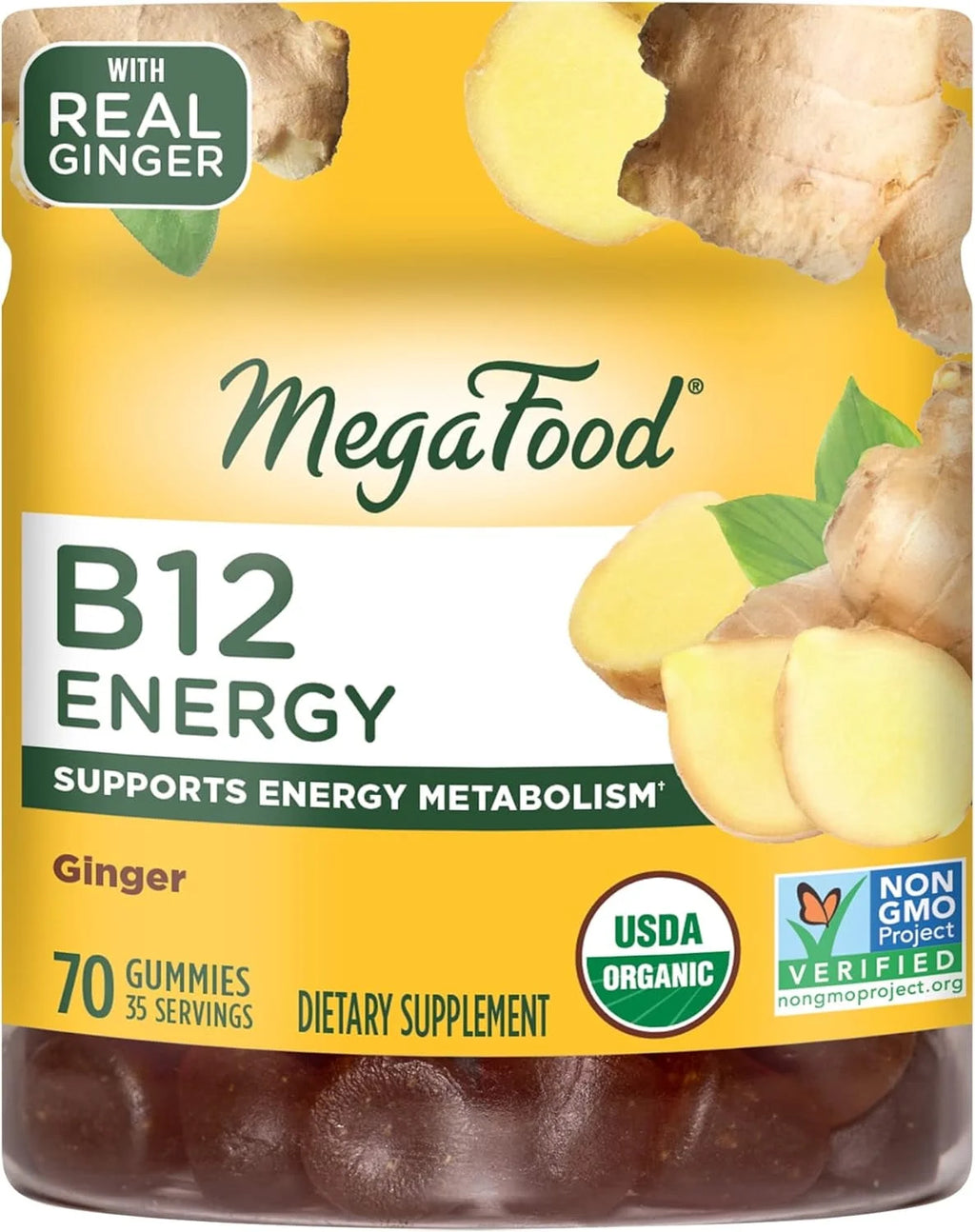 B12 Energy Gummies Ginger 70 Gummies Pack of 2 O498249