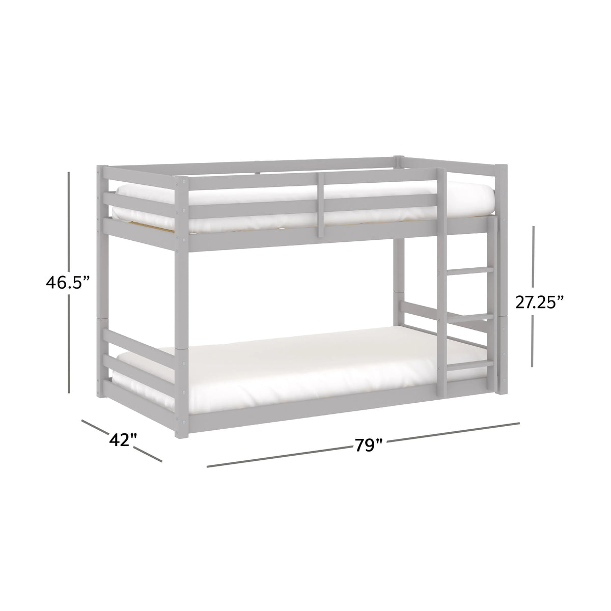 Black Wood Twin Over Twin Convertible Bunk Bed E963