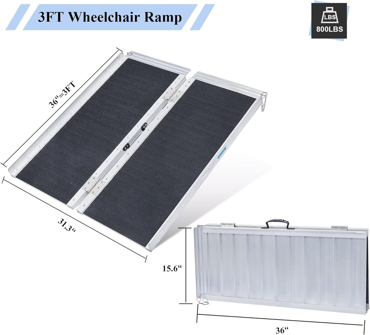 6FT Aluminum Wheelchair Ramp E505