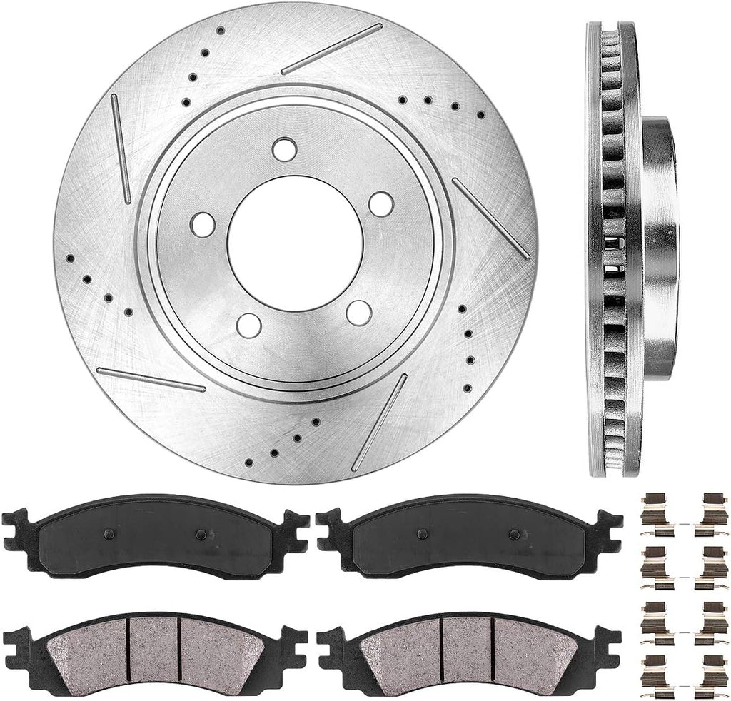 305mm 5 Lug Rotors + Ceramic Brake Pads + Clips I4952