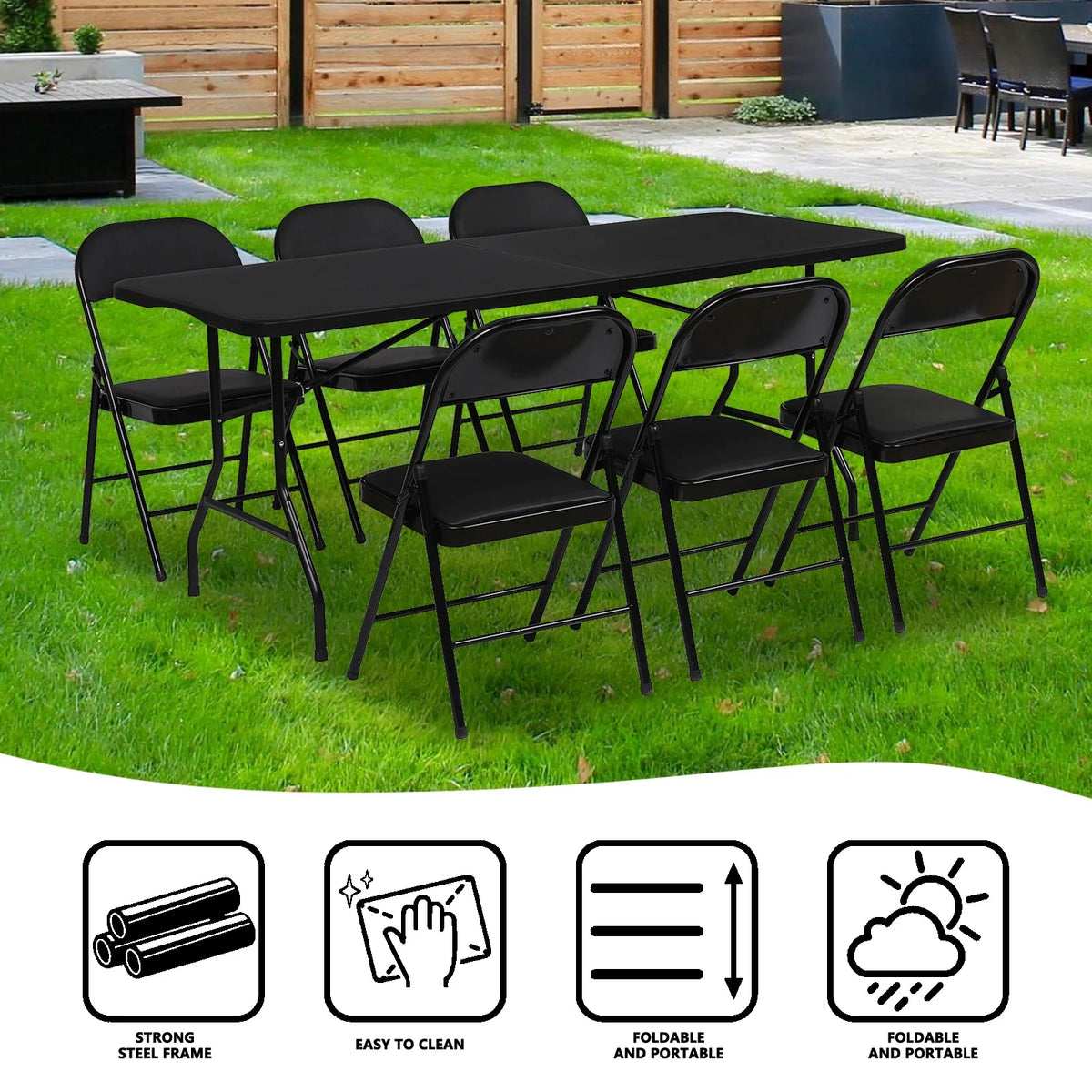 6ft Heavy Duty Plastic Folding Table W506