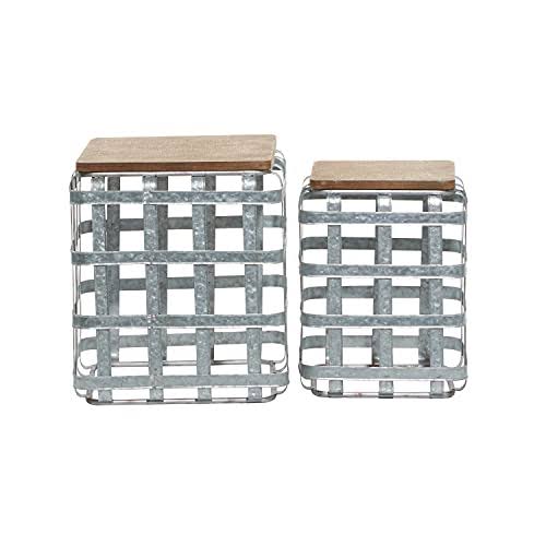 Gray Metal Farmhouse Accent Table Set of 2 E908