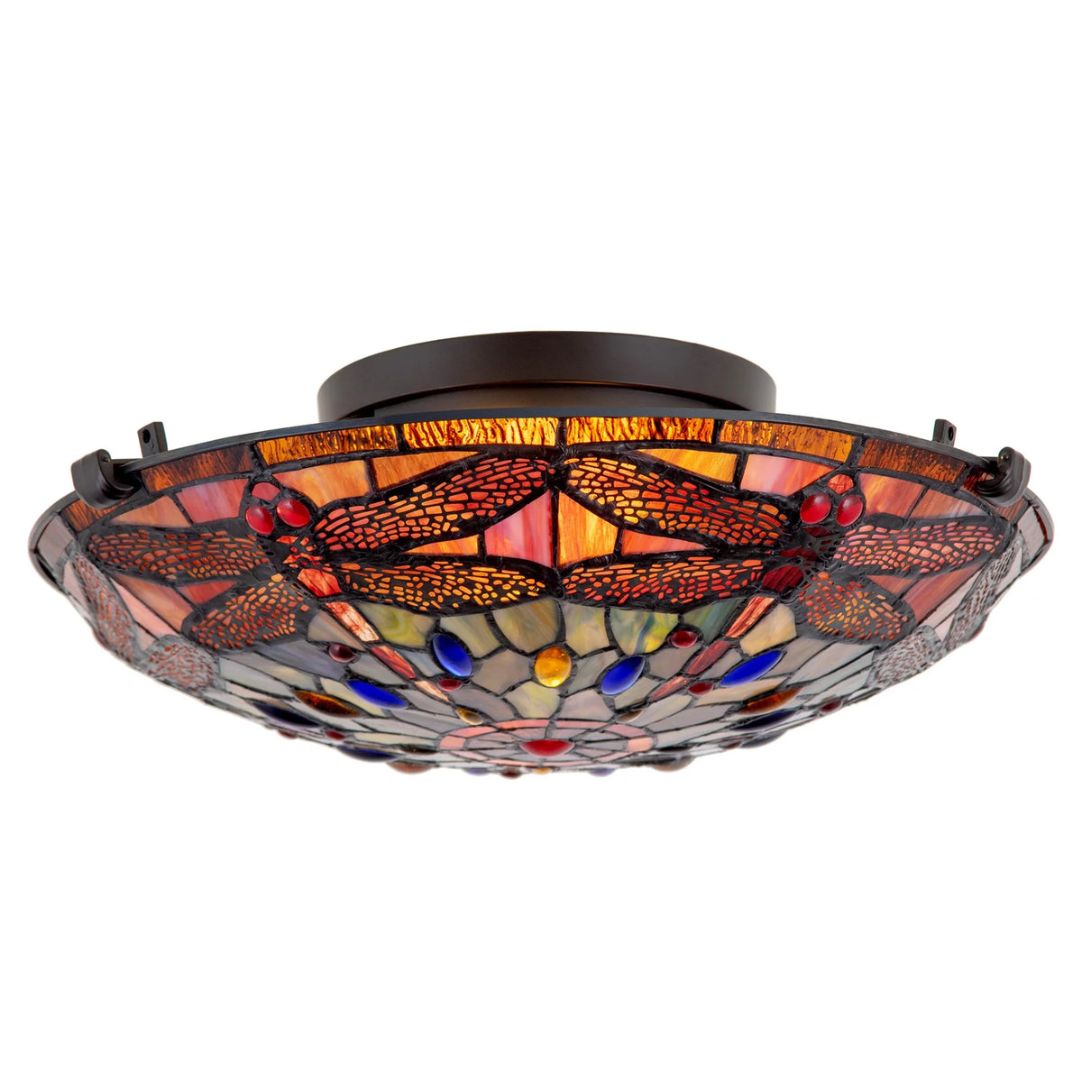16" 2-Light Tiffany Glass Flush Mount Ceiling Light B797