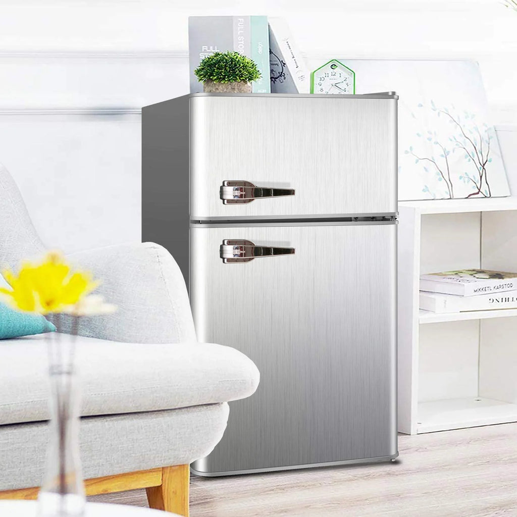 3.2 Cu.ft Double Door Compact Refrigerator with Removable Glass Shelves O99385