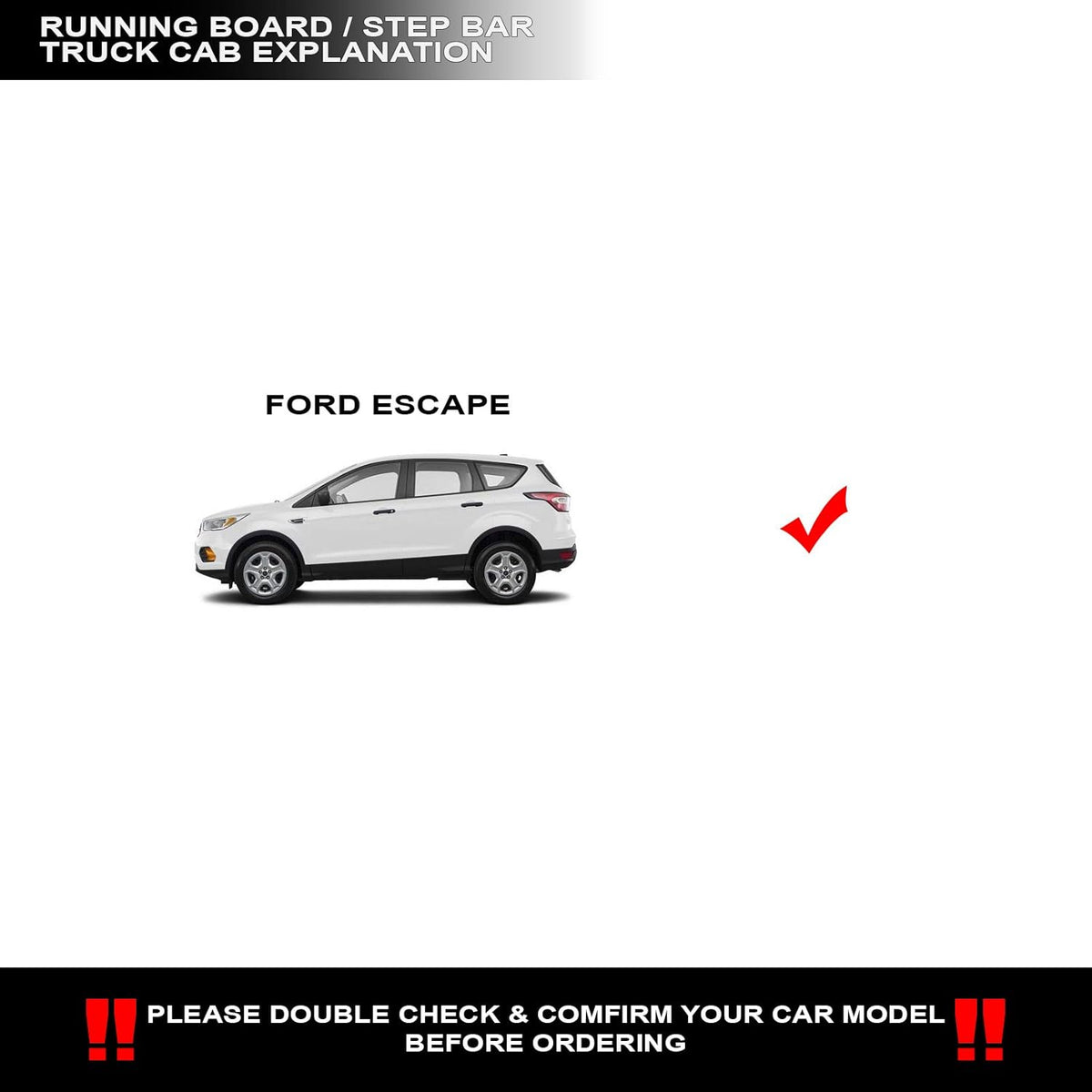Black Aluminum Running Boards with Chrome Trim U11549