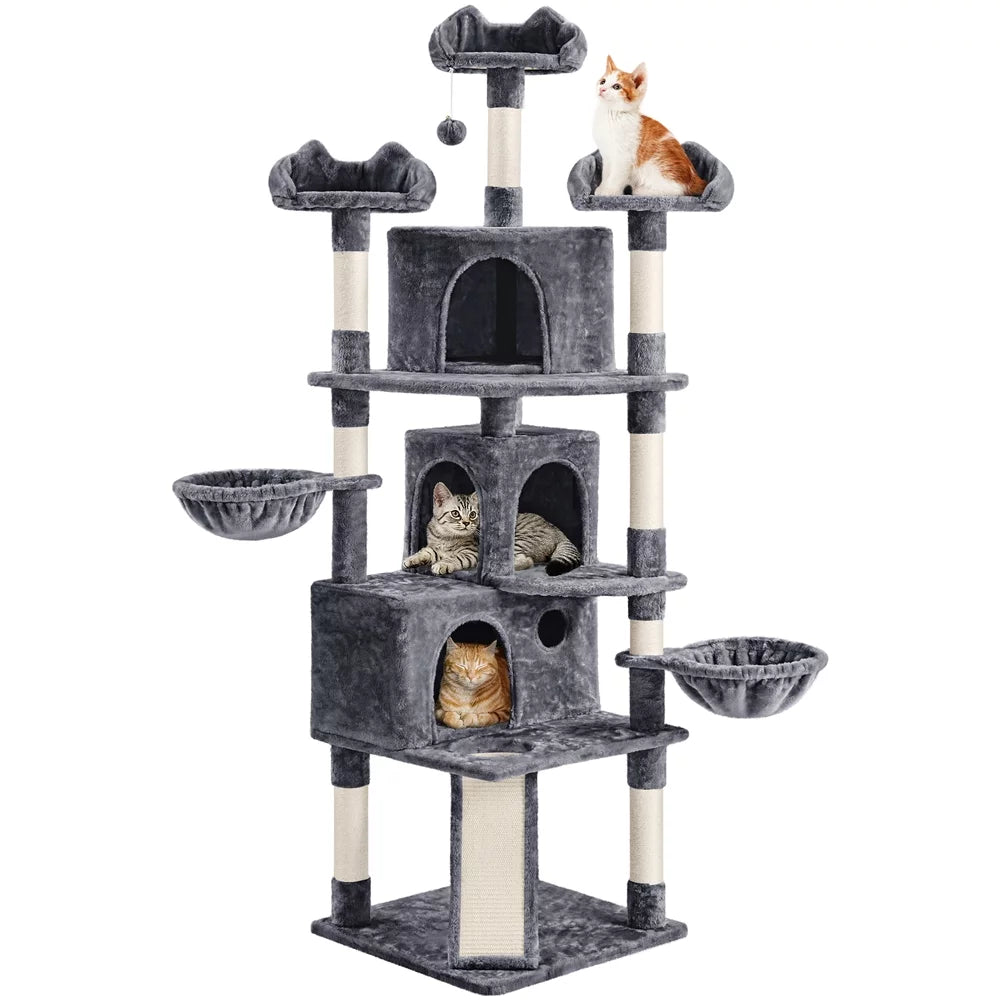 Dark Gray Cat Tree with Condos K1211