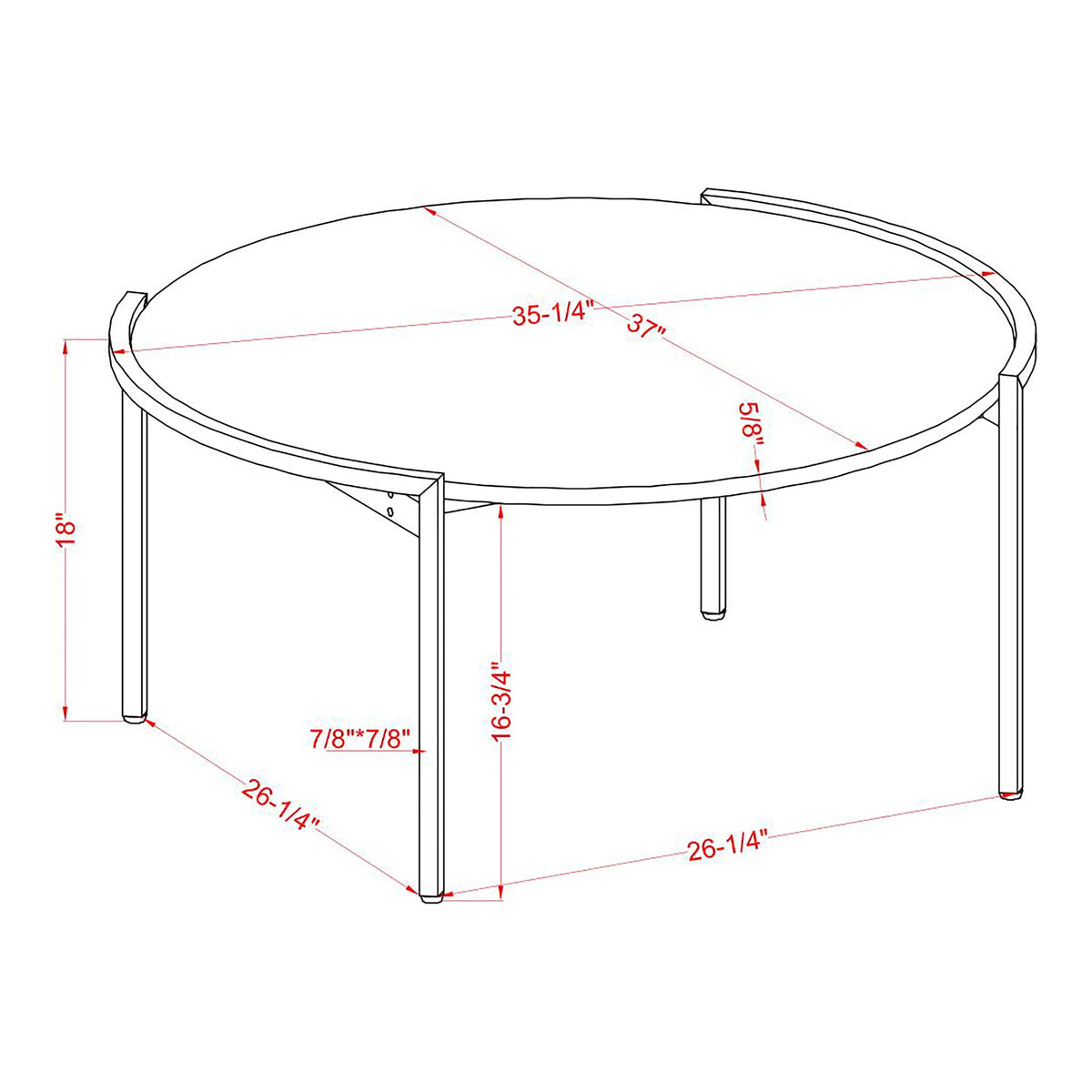 Light Grey 37-inch Steel Round Coffee Table C7838