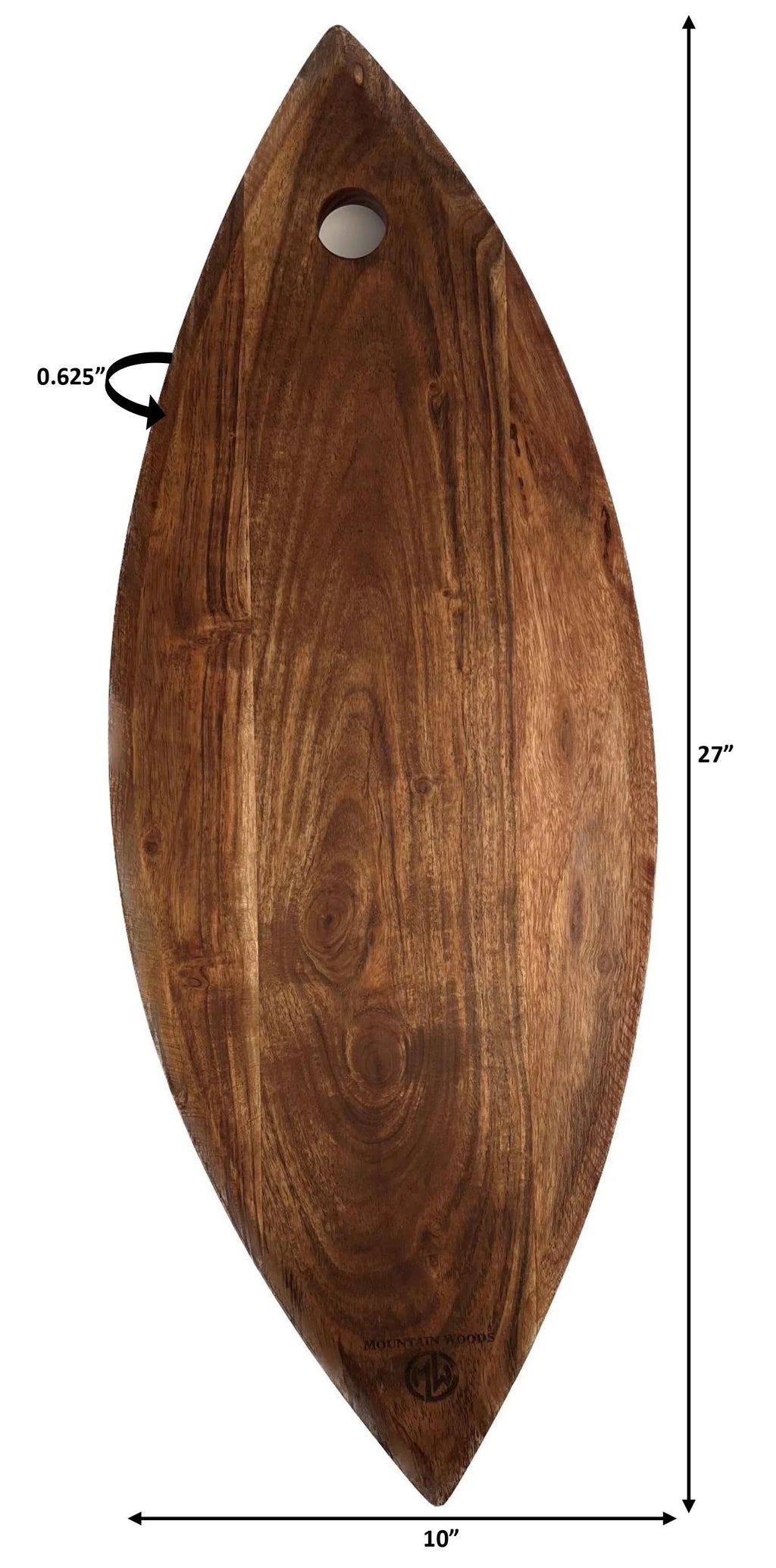 Fish Shaped Organic Brown Acacia Wood Cutting Board O556778