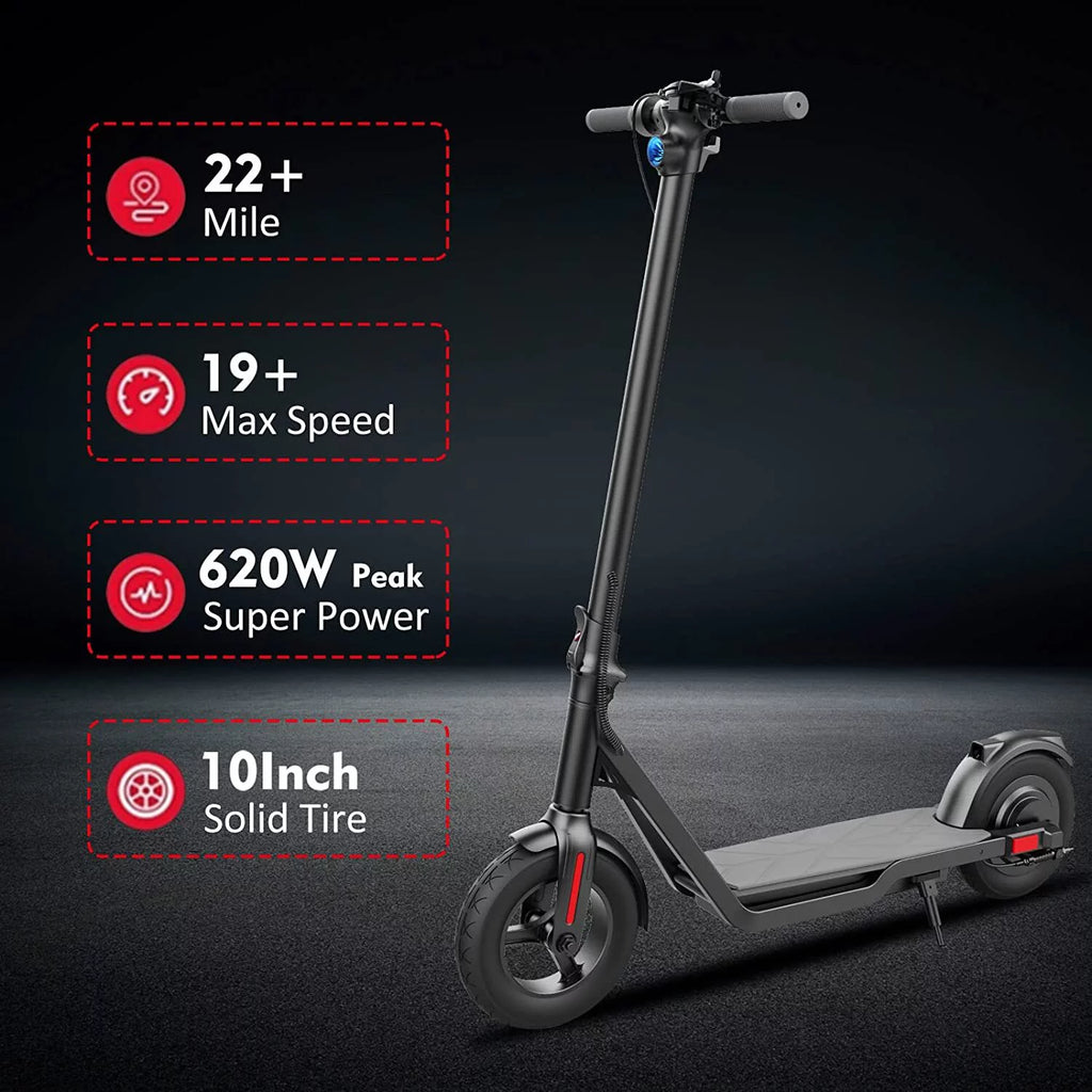 Electric Scooter 450W Motor 22 Miles Range 19MPH 10in Solid Tires Folding A15800