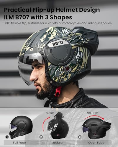 Matte Black Full Face Modular Motorcycle Helmet P912876