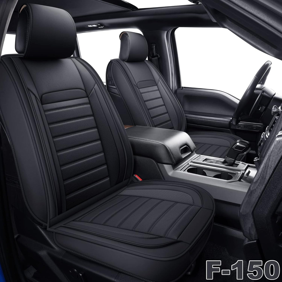 Gray Faux Leather Full Set Pickup Truck Seat Covers R8254