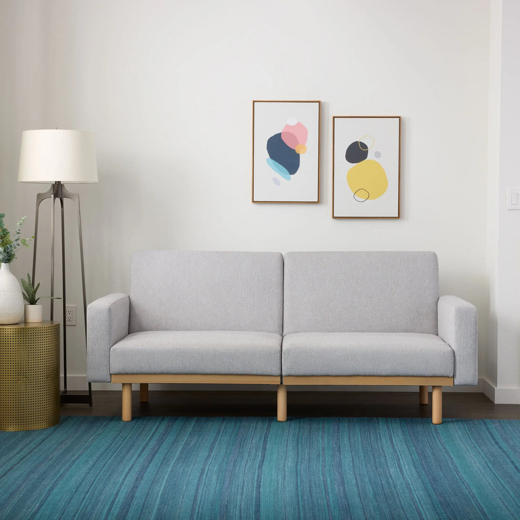 Light Gray Upholstered Wood Base Futon L87162