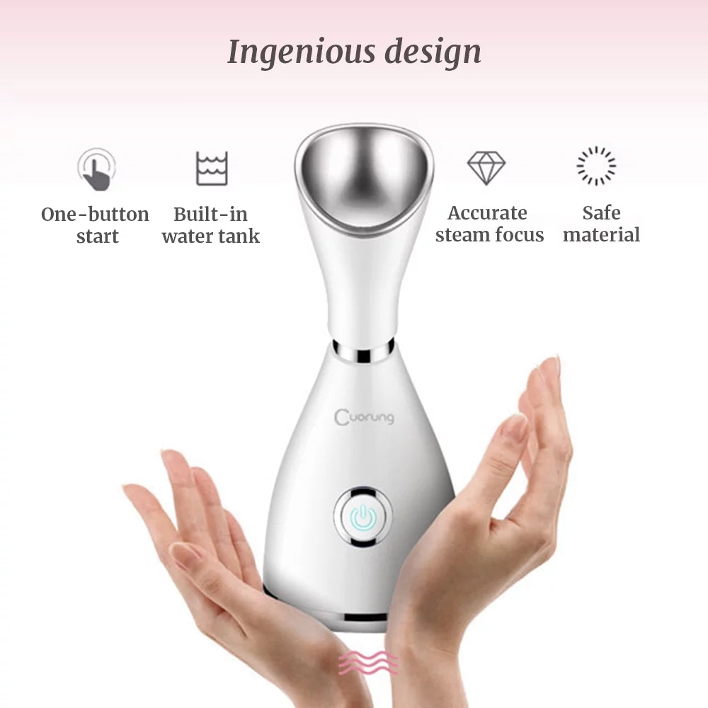White Touch Switch Warm Cold Mist Facial Steamer F2261