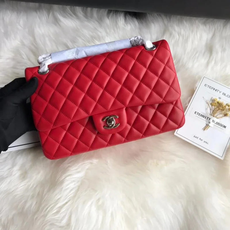 Red Medium Lambskin Leather Flap Bag J236745
