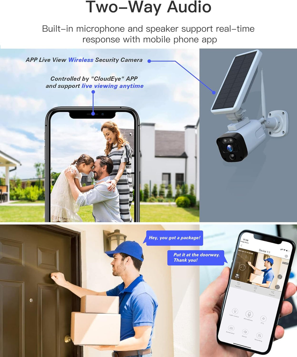 2K Solar Wireless Security Camera System with 3 WiFi Cameras and Base Station Y61979